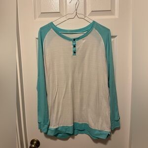 Lululemon Runamuck Long Sleeve Top Tee Henley Shirt Angel Blue